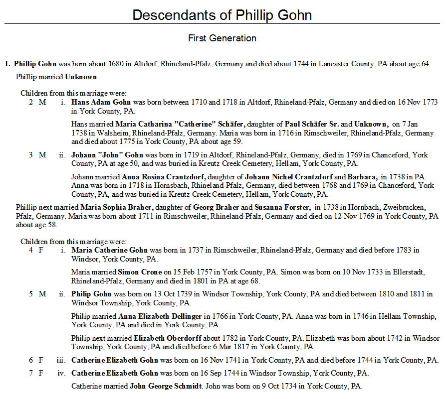 Gohn/Coon/Goan Family